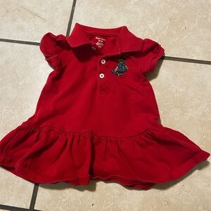 Ralph Lauren Red Polo Dress with Bear Detail